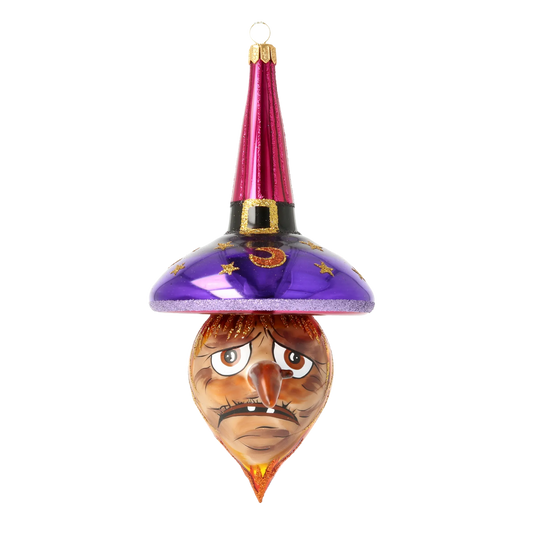 Witch with a Flaming Beard - Flaming Spell. Handmade Glass Christmas ornament. 2020-264