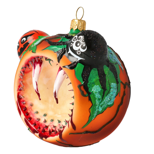Pumpkin - Halloween Monster. Handmade Glass Christmas ornament. 2020-267