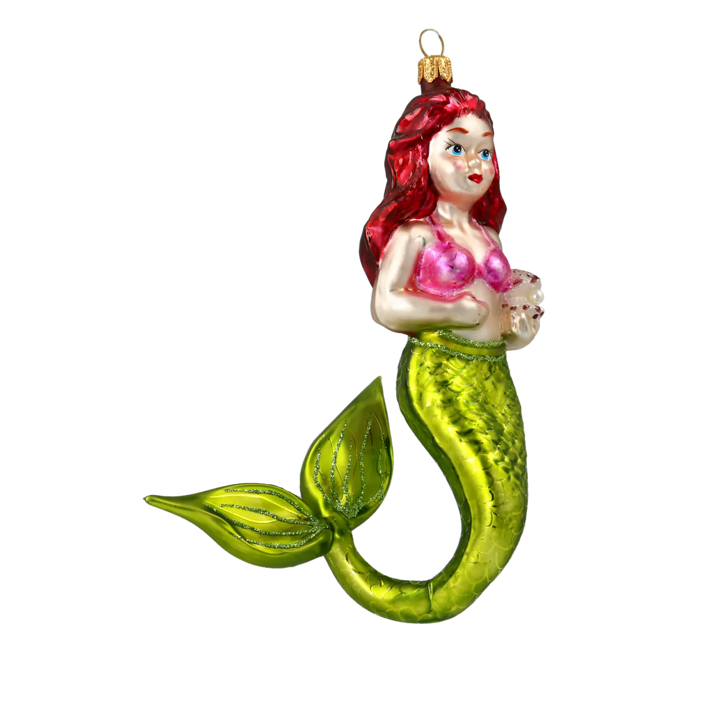Luminous Pearl Siren | Hand-Painted Glass Ornament | Blubom 2020-277