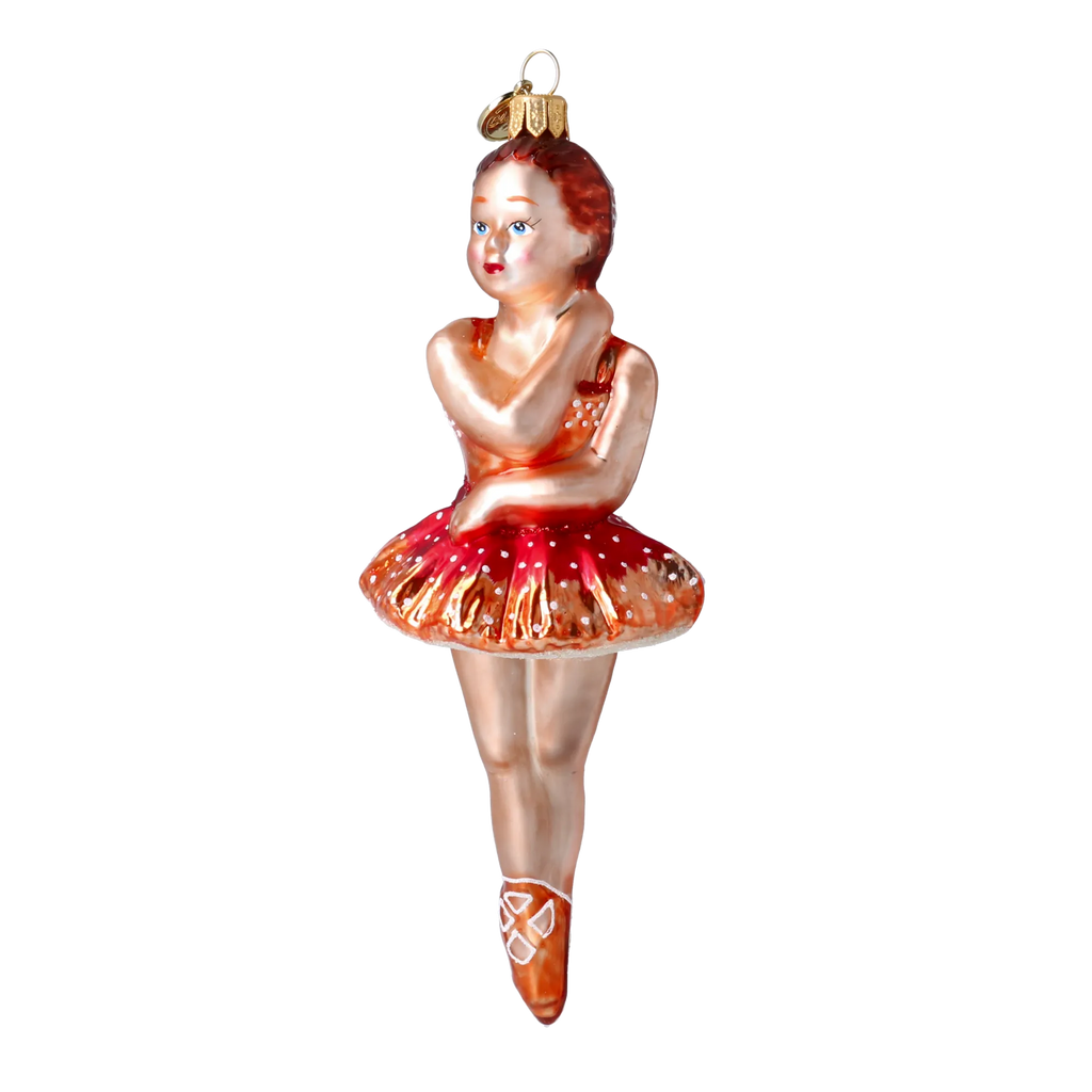 Pensive Crimson Prima | Hand-Painted Glass Ornament | Blubom 2020-289