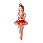 Pensive Crimson Prima | Hand-Painted Glass Ornament | Blubom 2020-289