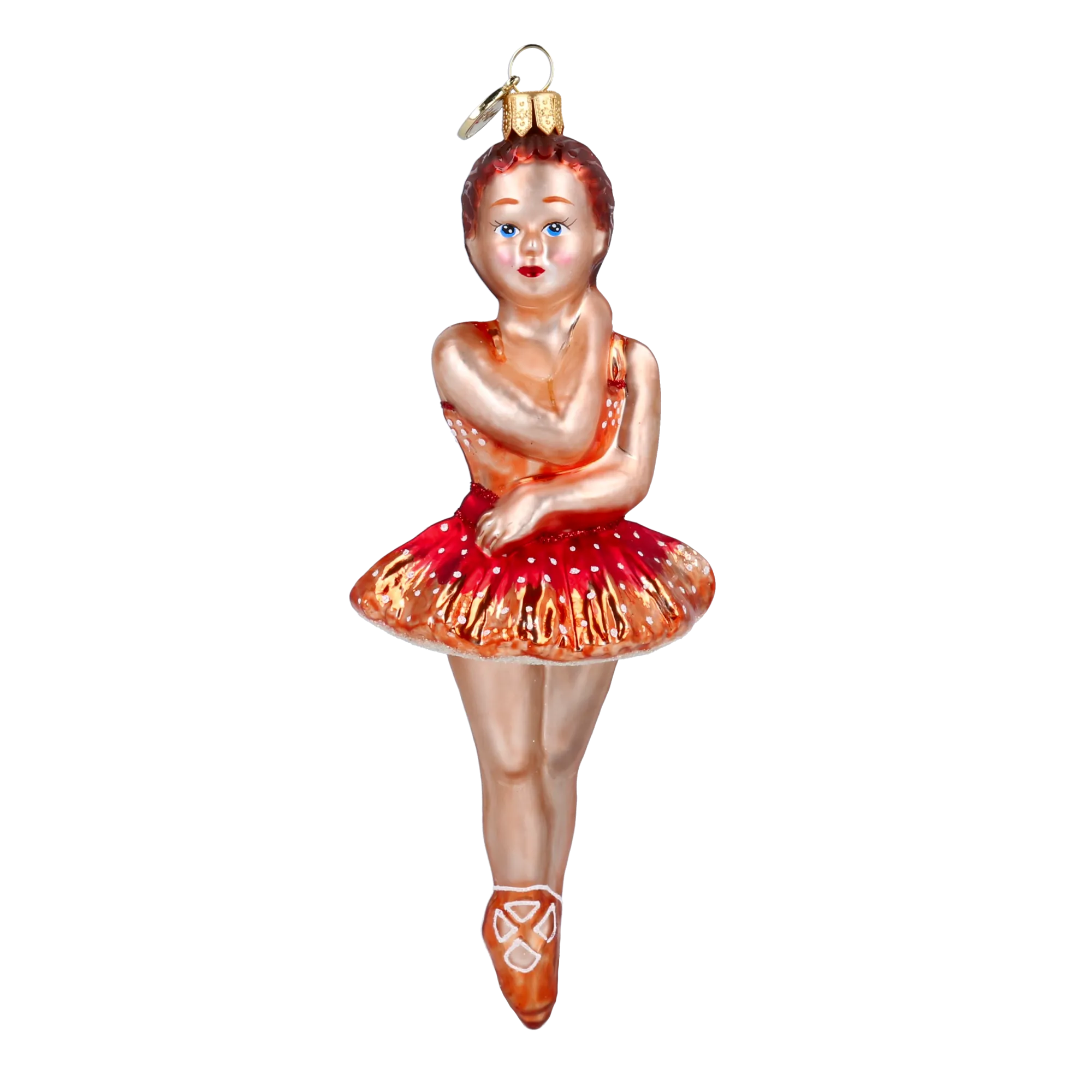 Pensive Crimson Prima | Hand-Painted Glass Ornament | Blubom 2020-289