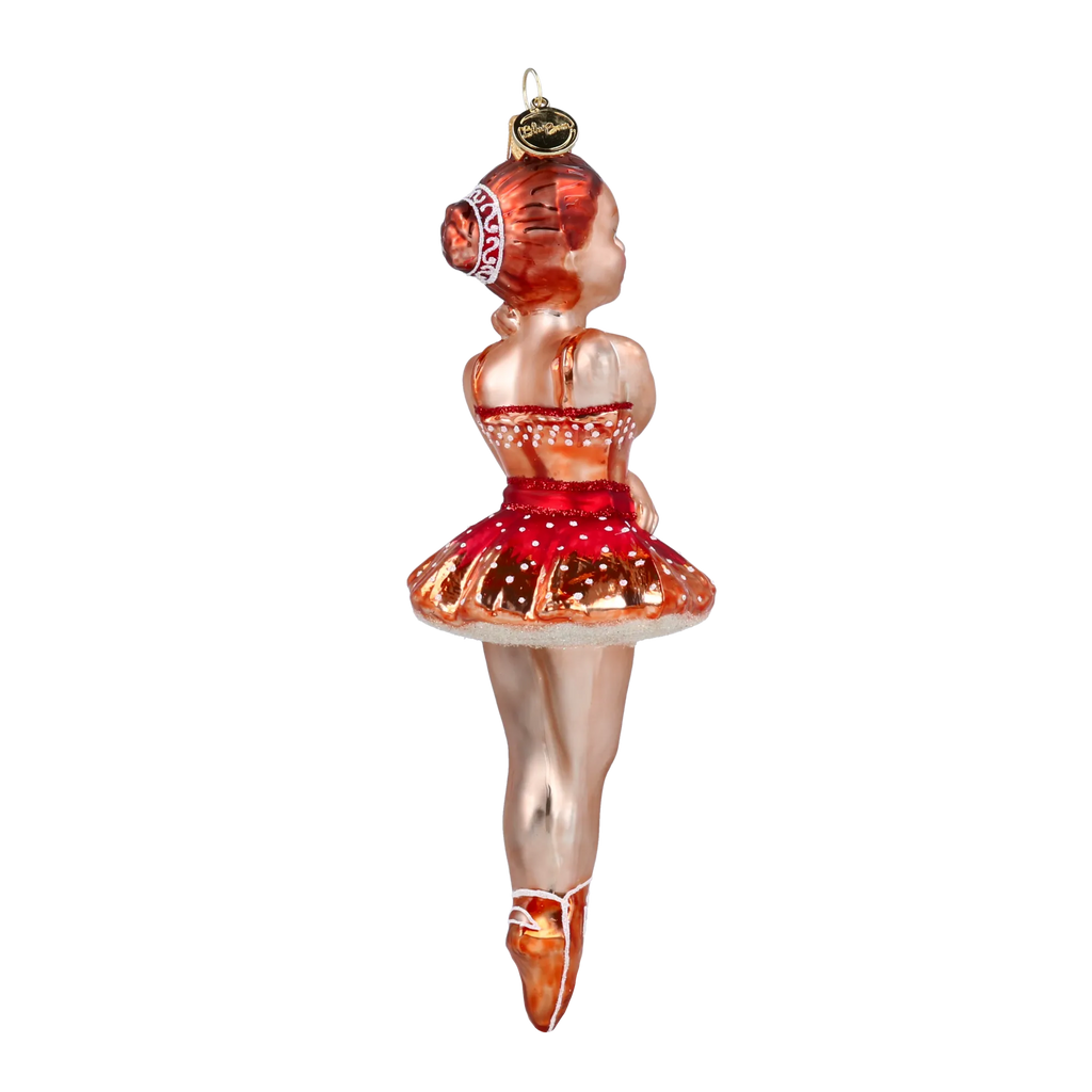 Pensive Crimson Prima | Hand-Painted Glass Ornament | Blubom 2020-289