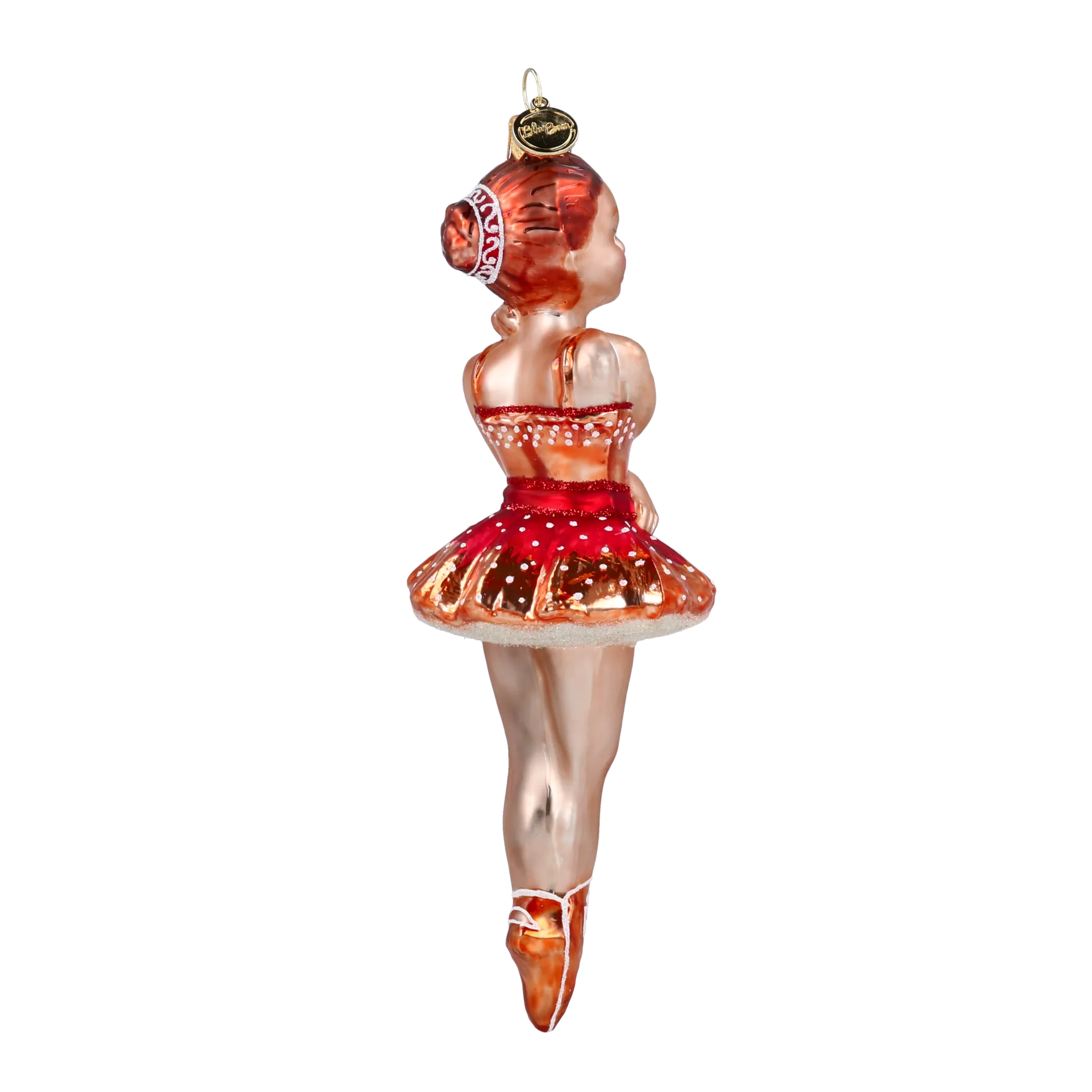 Pensive Crimson Prima | Hand-Painted Glass Ornament | Blubom 2020-289