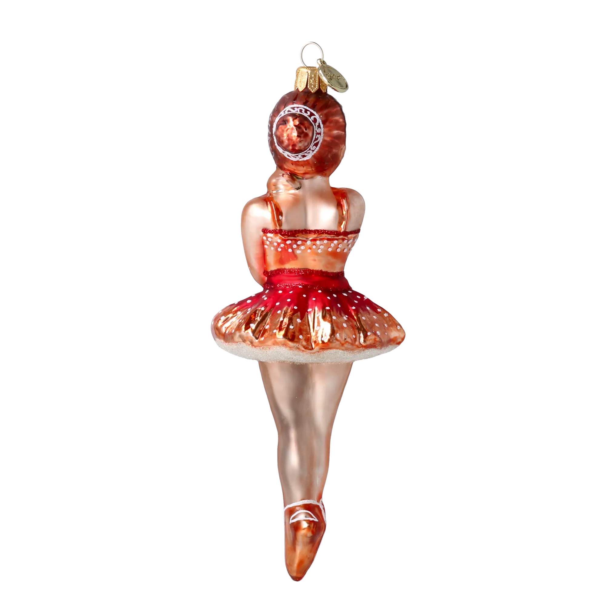 Pensive Crimson Prima | Hand-Painted Glass Ornament | Blubom 2020-289