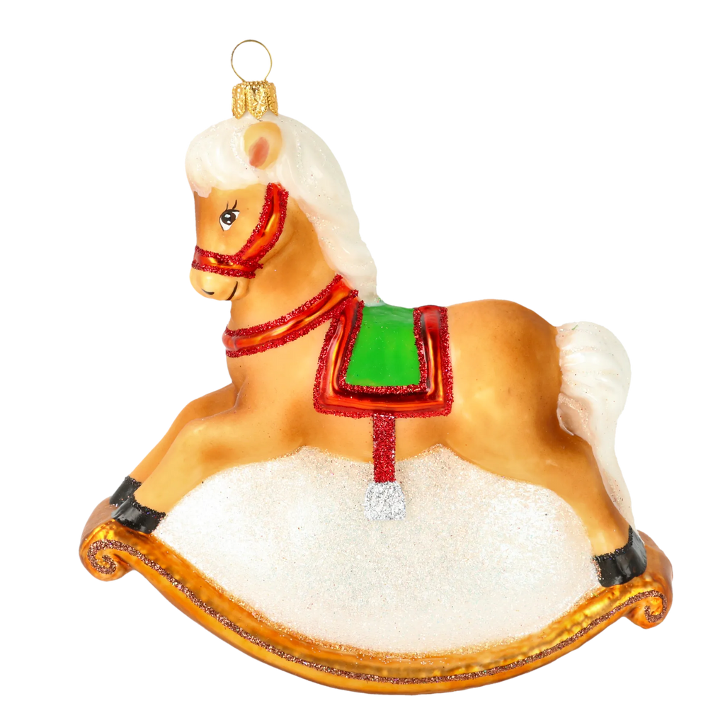 Steed in Crimson Reins | Hand-Painted Glass Ornament | Blubom 2020-305