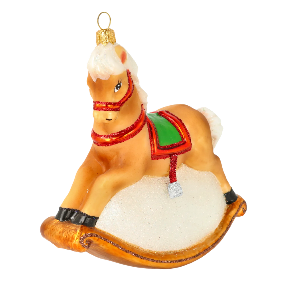 Steed in Crimson Reins | Hand-Painted Glass Ornament | Blubom 2020-305