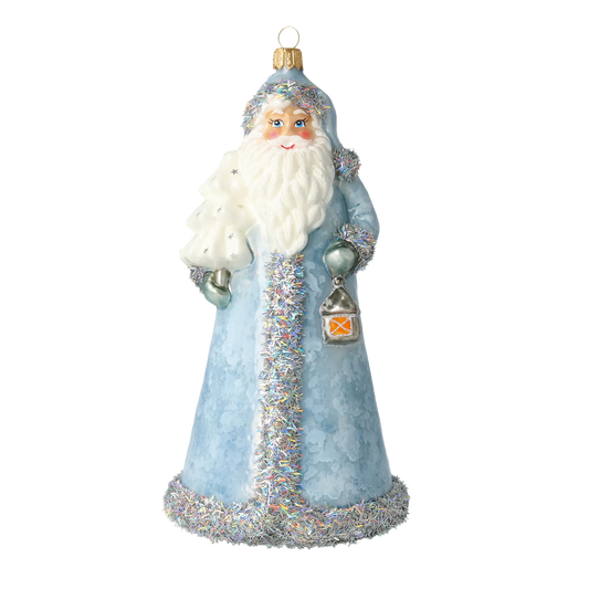 Frosted Blue Santa Claus Premium christmas glass ornament 2020-330