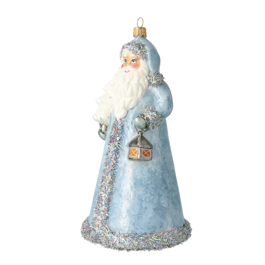 Frosted Blue Santa Claus Premium christmas glass ornament 2020-330
