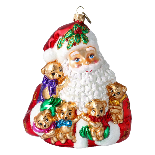 Teddy Bears Christmas Gathering Handmade Glass Christmas Ornaments Santa Claus