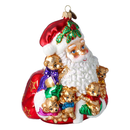 Teddy Bears Christmas Gathering Handmade Glass Christmas Ornaments Santa Claus