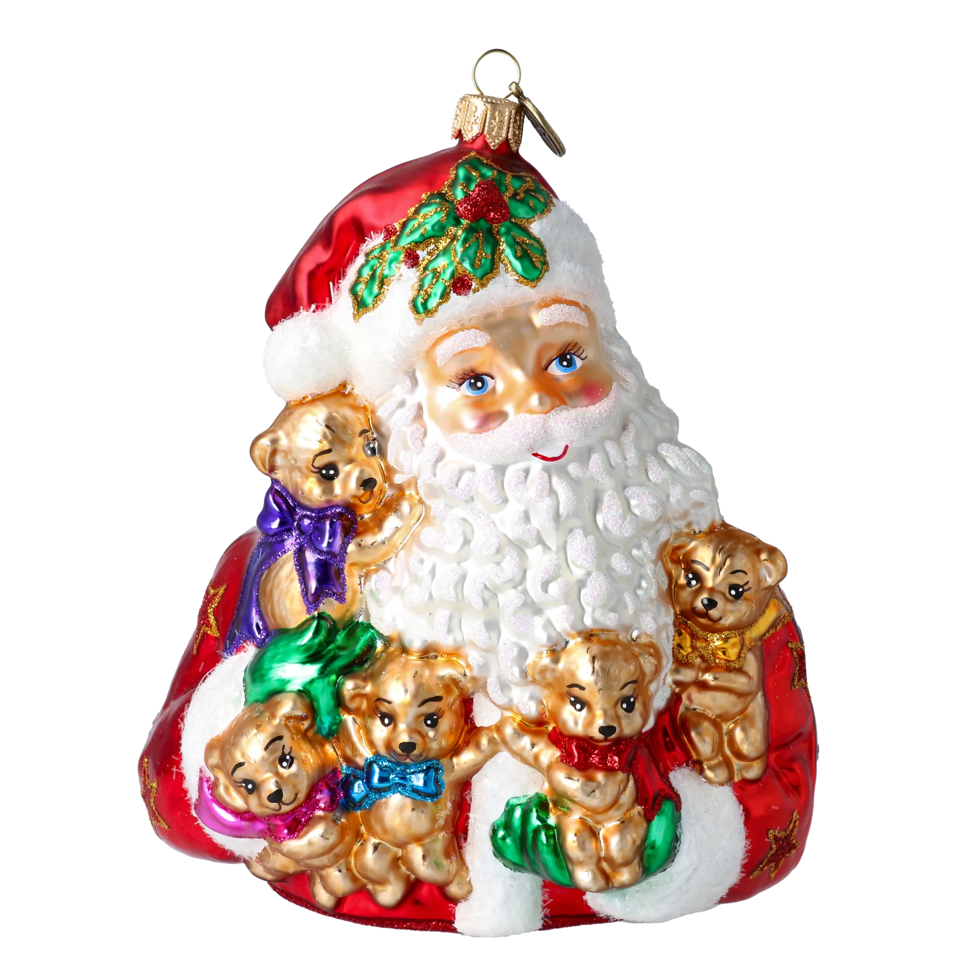 Teddy Bears Christmas Gathering Handmade Glass Christmas Ornaments Santa Claus 2020-347
