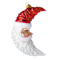 Load image into Gallery viewer, Santa Claus Moon on a Star Banner. Handcrafted Glass Christmas Ornament. 2020-363
