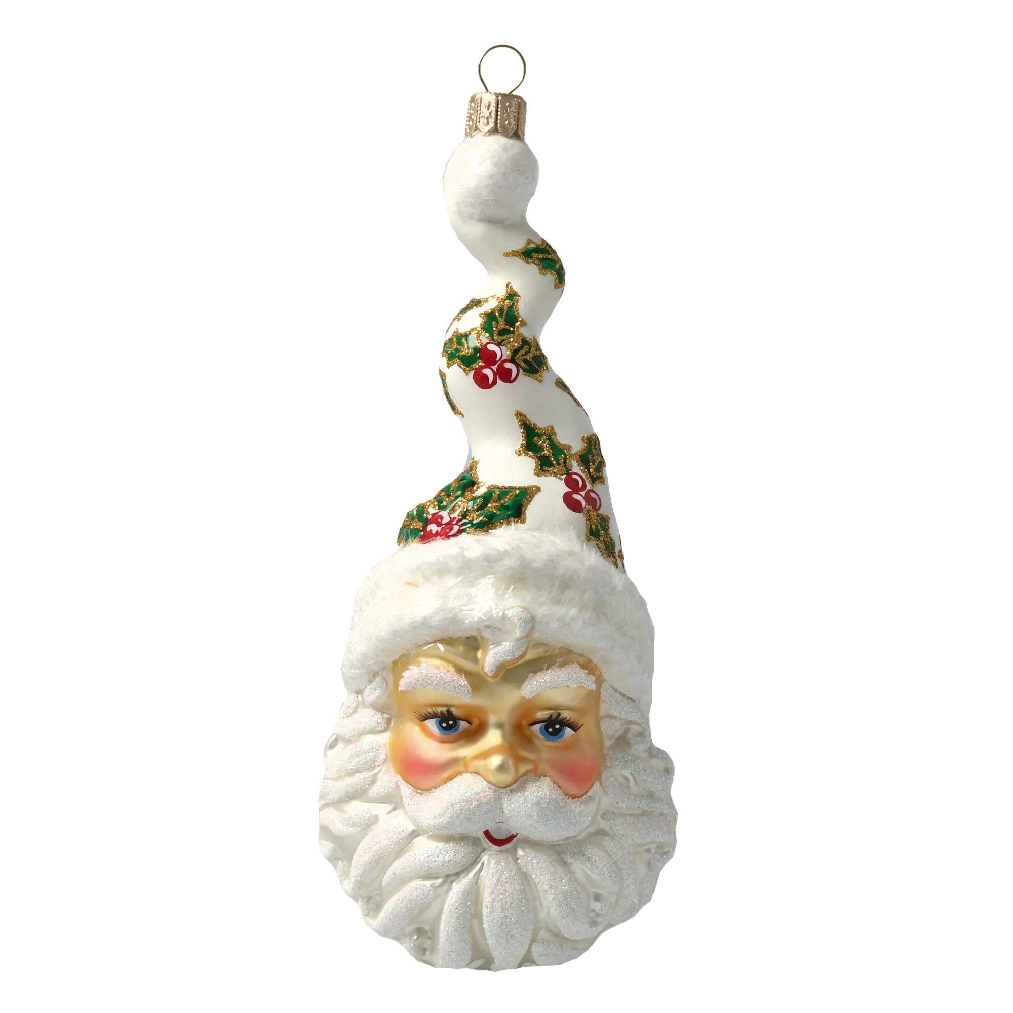 Serene Holly Spire | Hand-Painted Glass Ornament | Blubom 2020-378