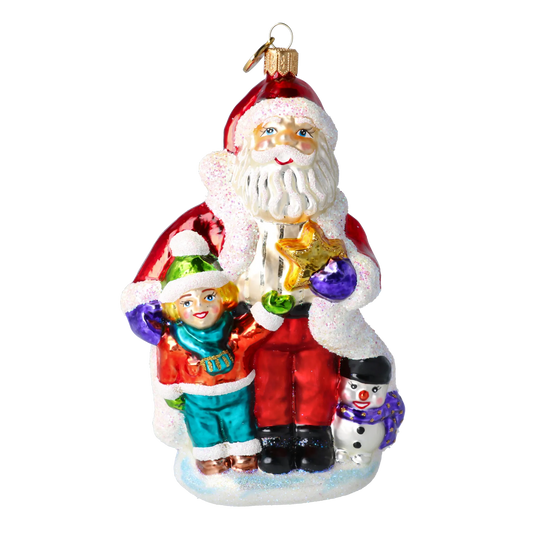 Crimson Santa and Starlight Child Premium christmas glass ornament 2020-386