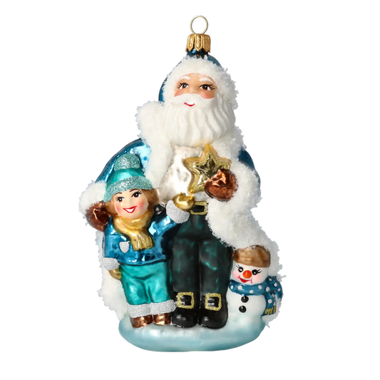 Winter Magic Trio Handmade Glass Christmas Ornaments Santa Claus