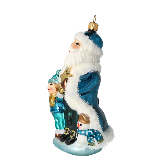 Winter Magic Trio Handmade Glass Christmas Ornaments Santa Claus