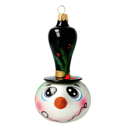 Frosty the Snowman Handmade Glass Christmas ornament free blowing
