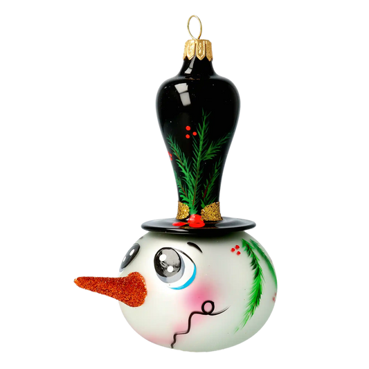 Frosty the Snowman Handmade Glass Christmas ornament free blowing