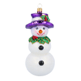 Load image into Gallery viewer, The Snowman in the Purple Hat. Handmade Glass Christmas ornament. 2020-395
