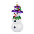 Load image into Gallery viewer, The Snowman in the Purple Hat. Handmade Glass Christmas ornament. 2020-395

