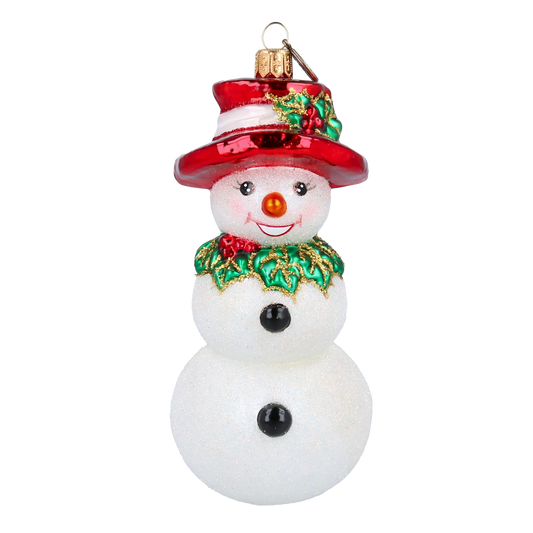 Rudy the Snowman Handmade Glass Christmas ornament 2020-396
