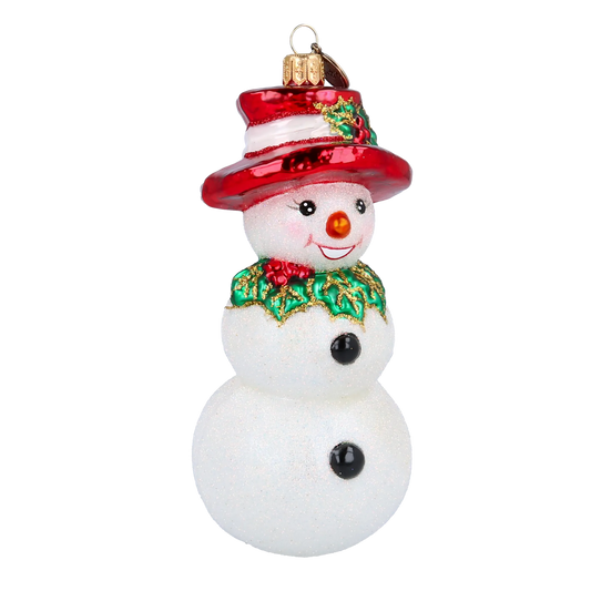 Rudy the Snowman Handmade Glass Christmas ornament 2020-396
