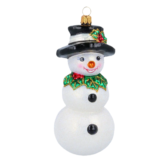 Jolly Frosty Snowman .Handmade Glass Christmas ornament