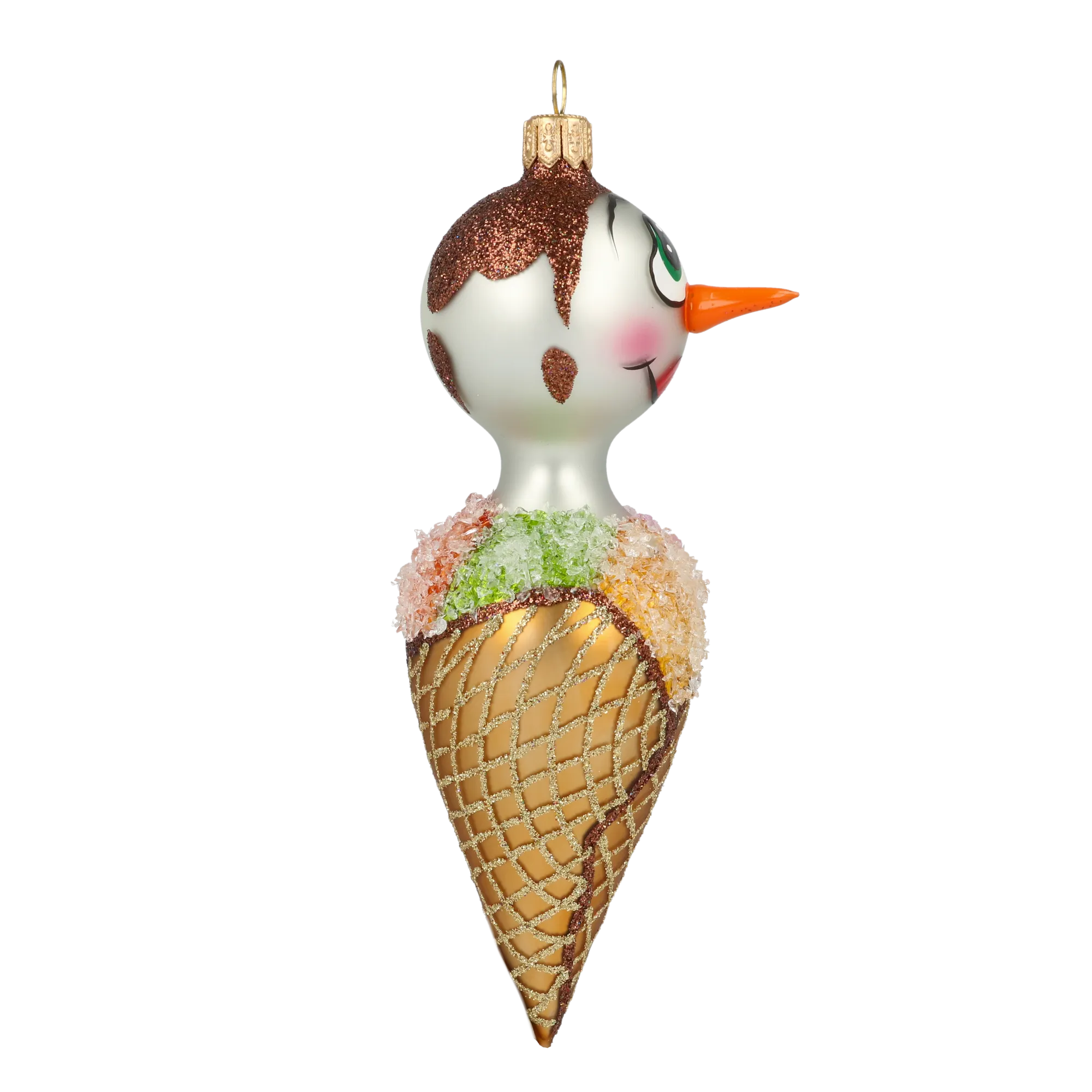 Frosty Cone Handmade  Snowman Glass Christmas ornament 2020-404