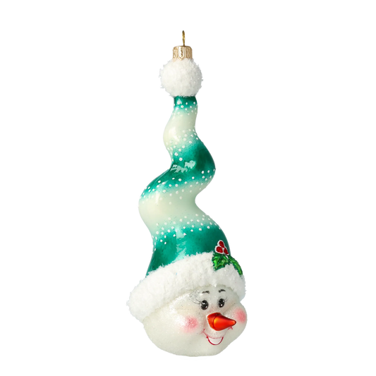 Emerald Swirl Snowman Premium christmas glass ornament 2020-409