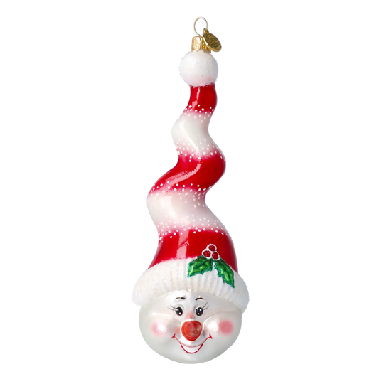 Whimsical Crimson Snowman Premium christmas glass ornament 2020-410