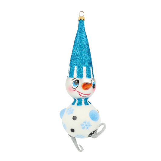 Hzyc Ornements de bonhomme de neige pour sapin de Noël, décorations de Noël faites à la main en verre soufflé, décoration de collection de crème glacée, décorations à suspendre pour les amateurs