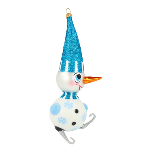 Azure Skating Snowman Premium christmas glass ornament 2020-412