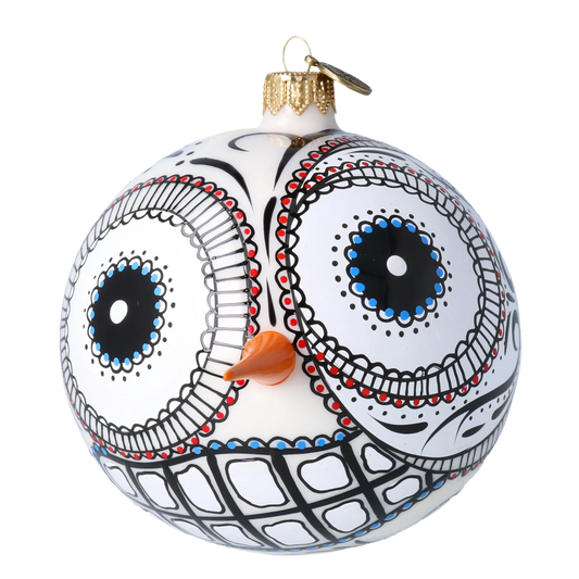 Mexican Snowman Charm. Handmade Glass Christmas ornament. 2020-414