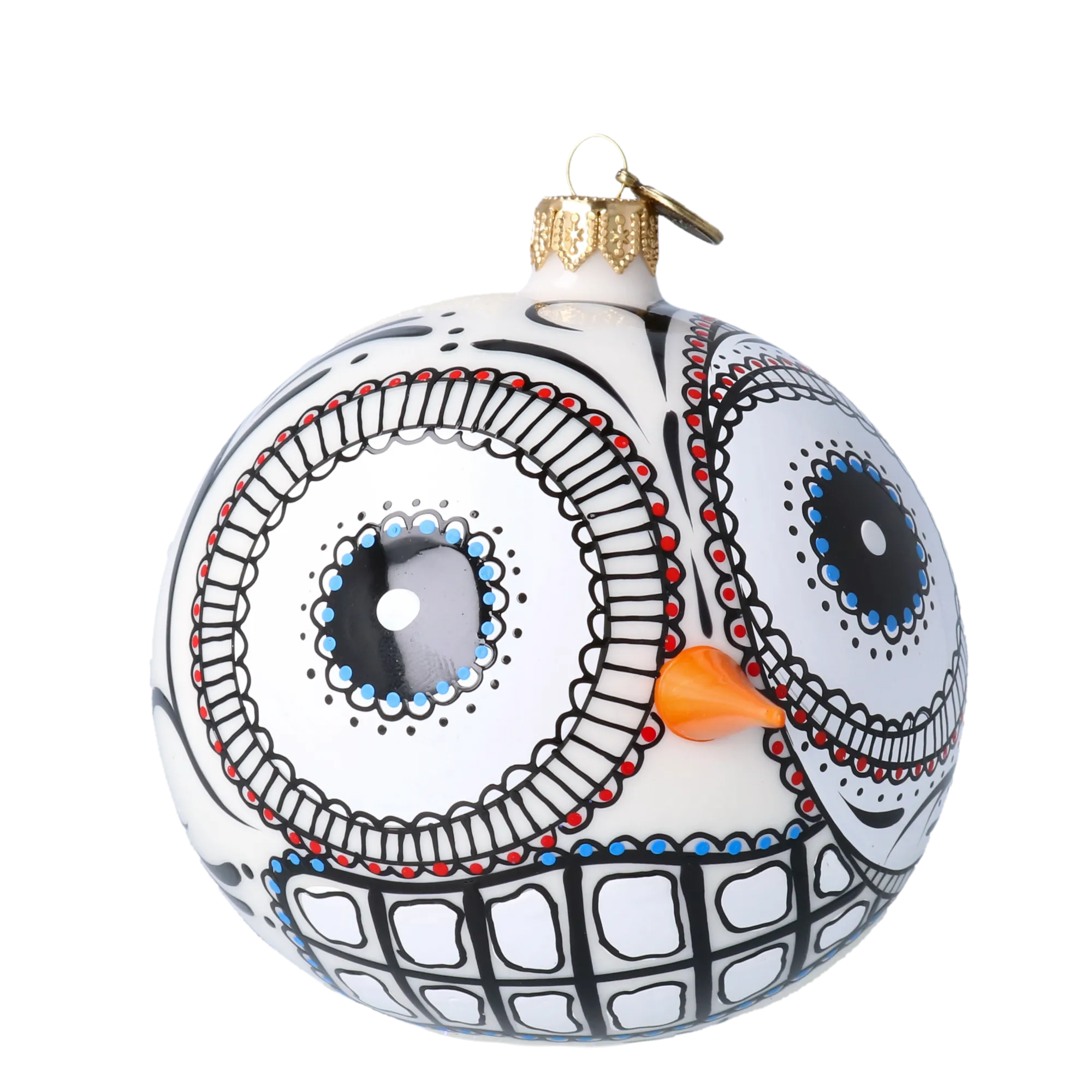 Mexican Snowman Charm. Handmade Glass Christmas ornament. 2020-414