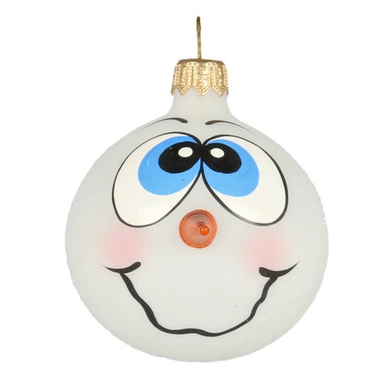 Smiling Frosted Snowman Premium christmas glass ornament 2020-435