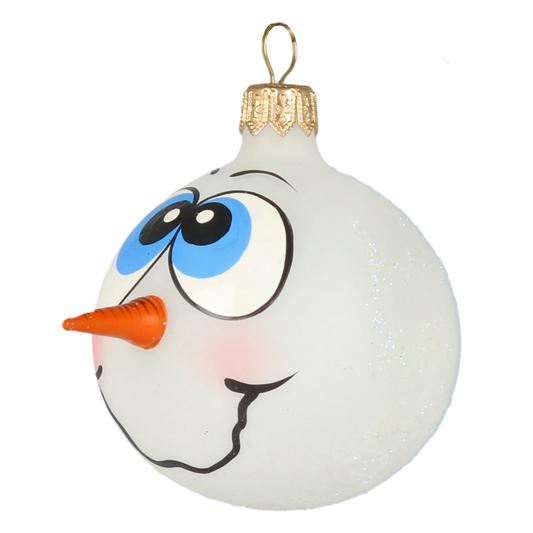 Smiling Frosted Snowman Premium christmas glass ornament 2020-435