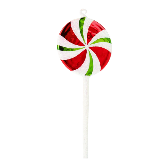 Crimson Emerald Swirl Lollipop Premium christmas glass ornament 2020-447