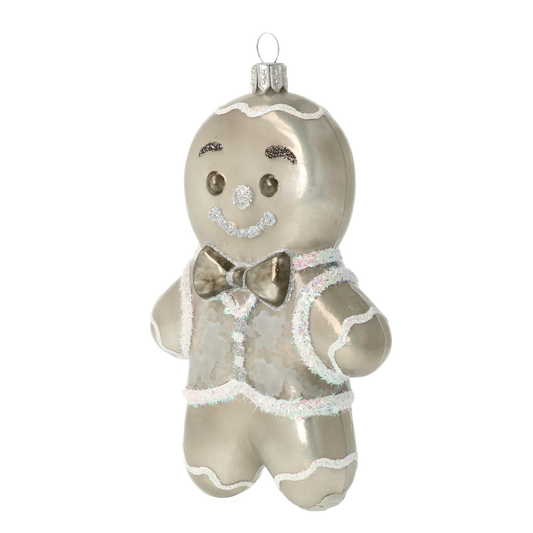 Pearlescent Iced Gingerbread Man Premium christmas glass ornament 2020-468