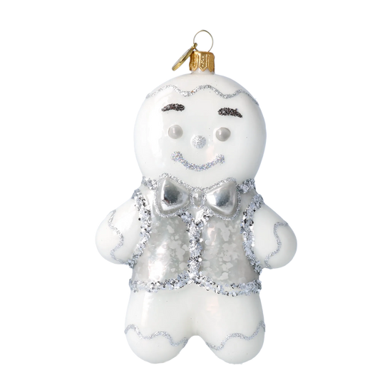 Silver Frosted Gingerbread Premium christmas glass ornament 2020-469