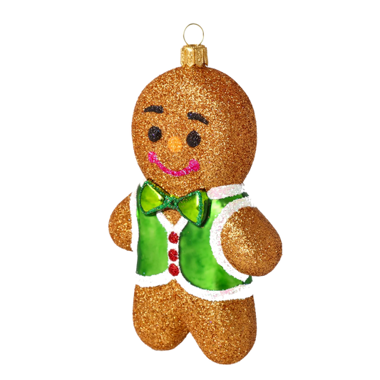 Christmas Gingerbread Boy. Handmade Glass Christmas ornament. 2020-471