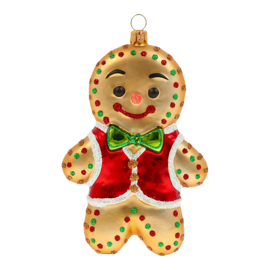 Gingerbread Man. Handmade Glass Christmas ornament.