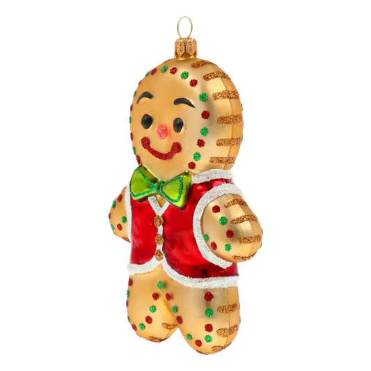 Gingerbread Man. Handmade Glass Christmas ornament.