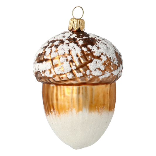 Frosted Amber Acorn Premium christmas glass ornament 2020-477