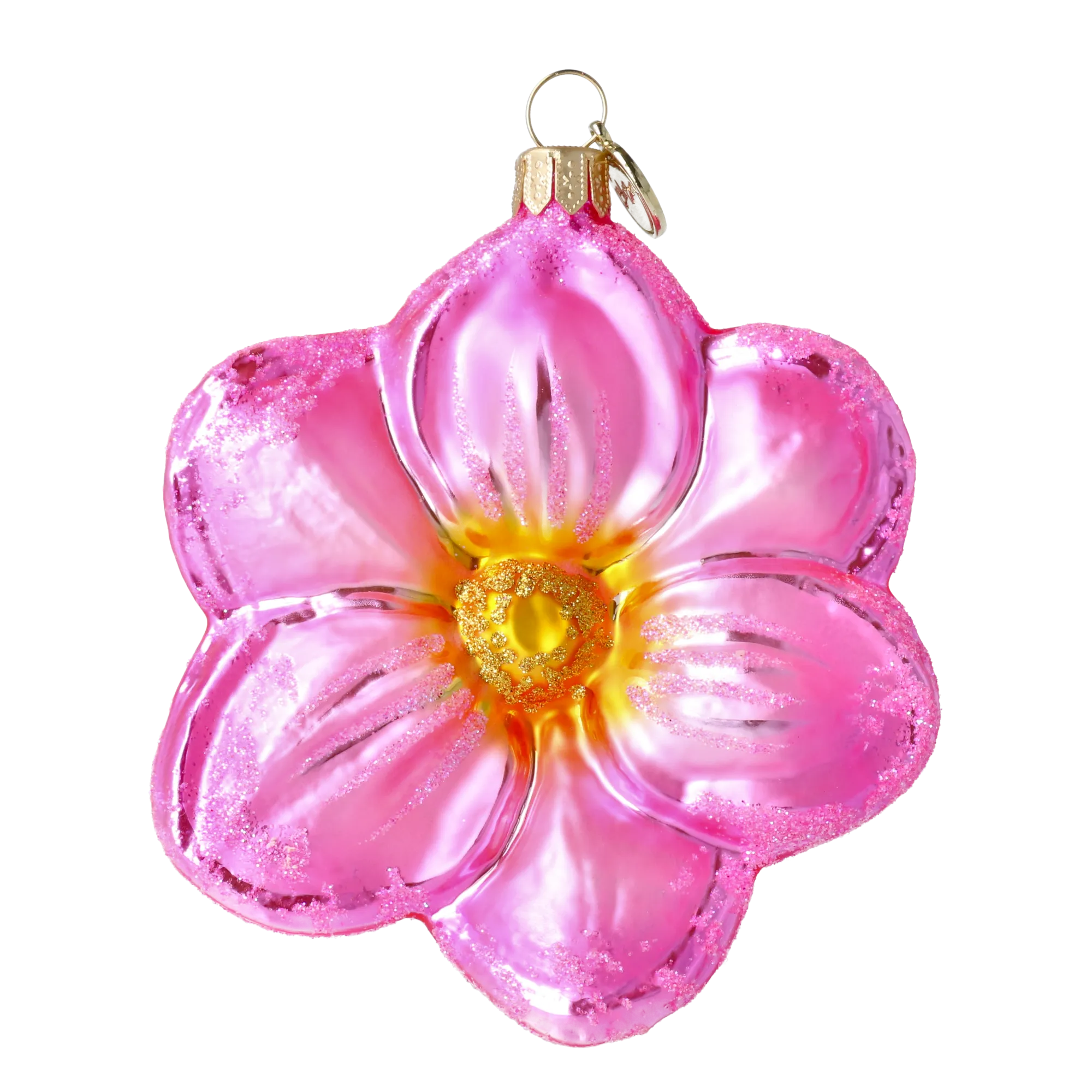 Pink Flower from the Garden of Fantasy. Handmade Glass Christmas ornament. 2020-493