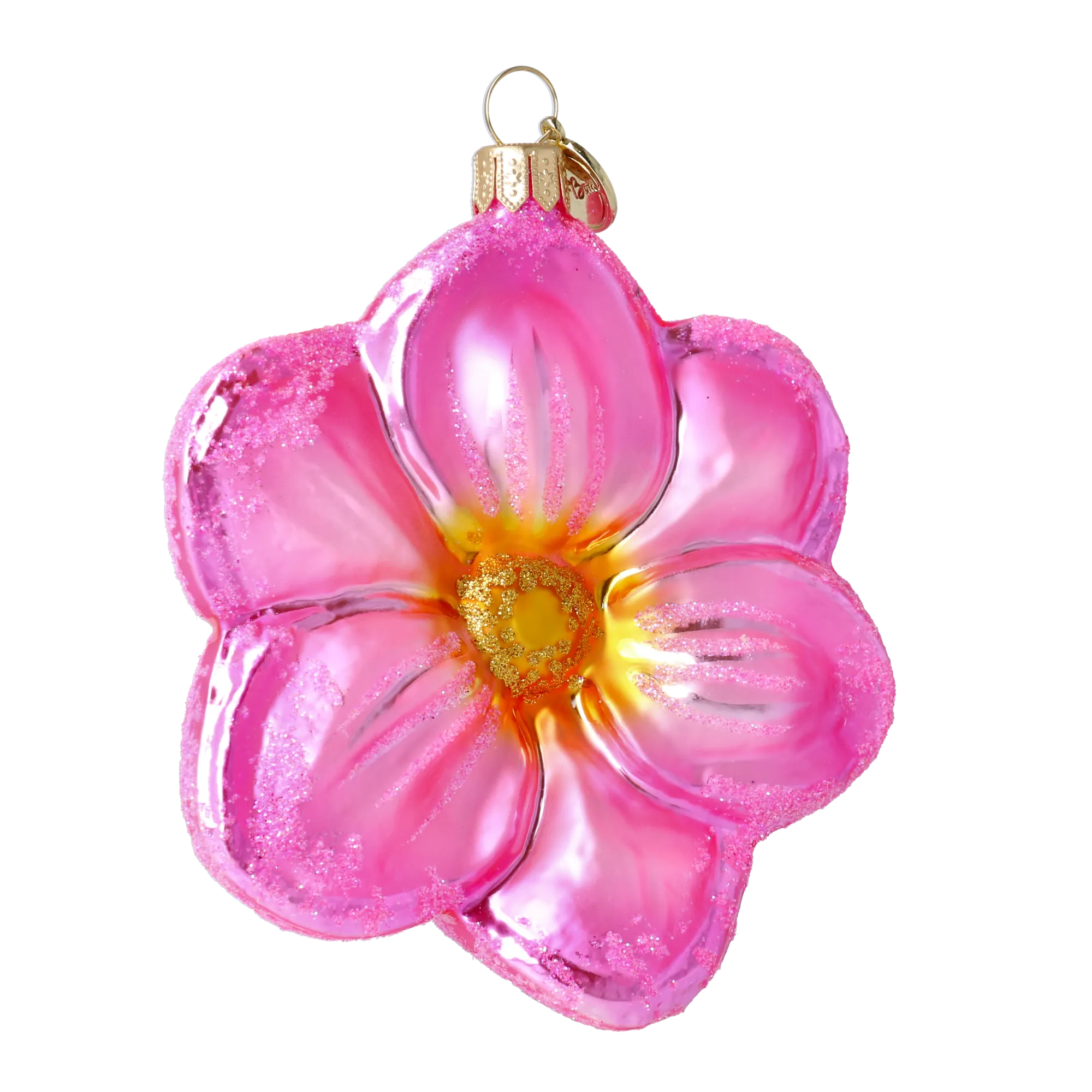 Pink Flower from the Garden of Fantasy. Handmade Glass Christmas ornament. 2020-493