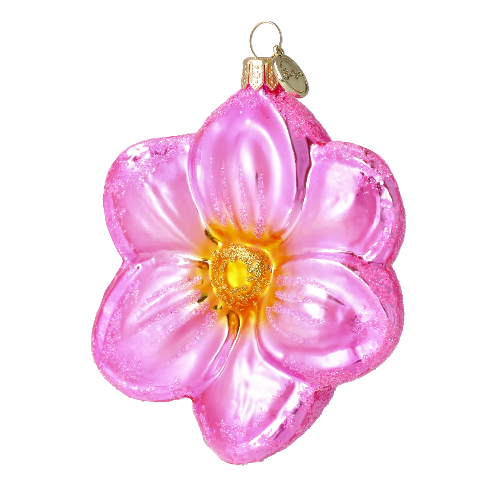 Pink Flower from the Garden of Fantasy. Handmade Glass Christmas ornament. 2020-493