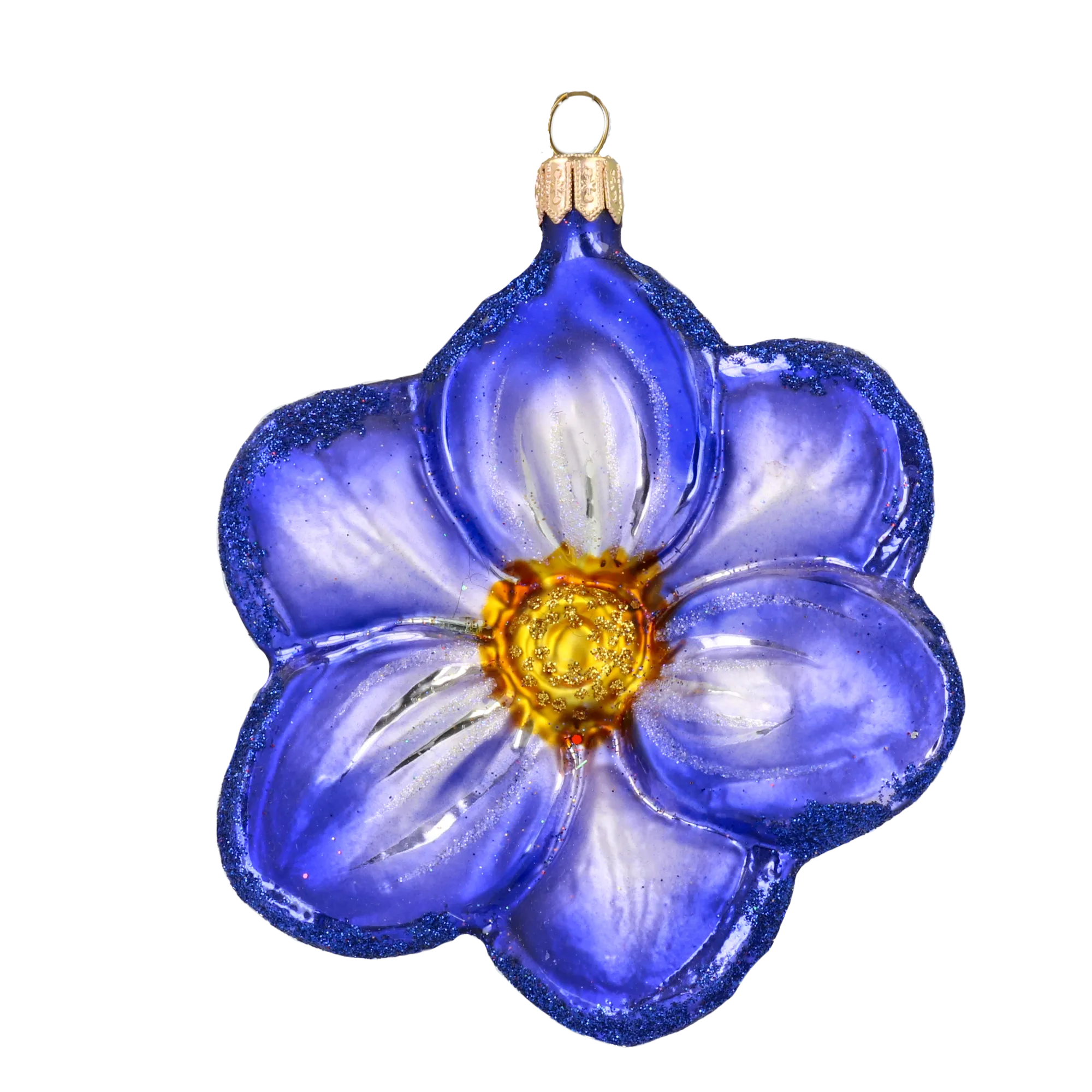 Blue flower. Handmade Glass Christmas ornament. 2020-494