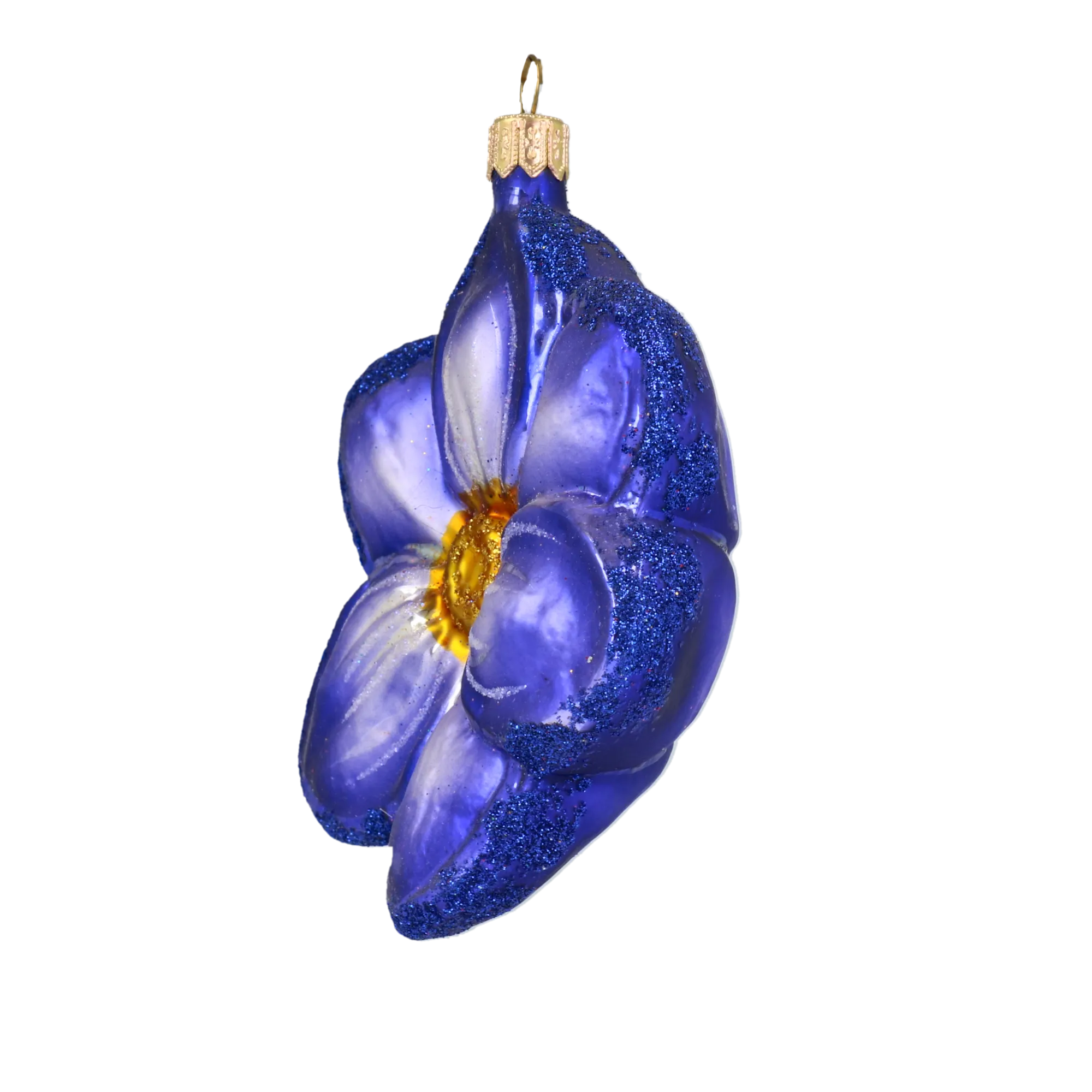 Blue flower. Handmade Glass Christmas ornament. 2020-494