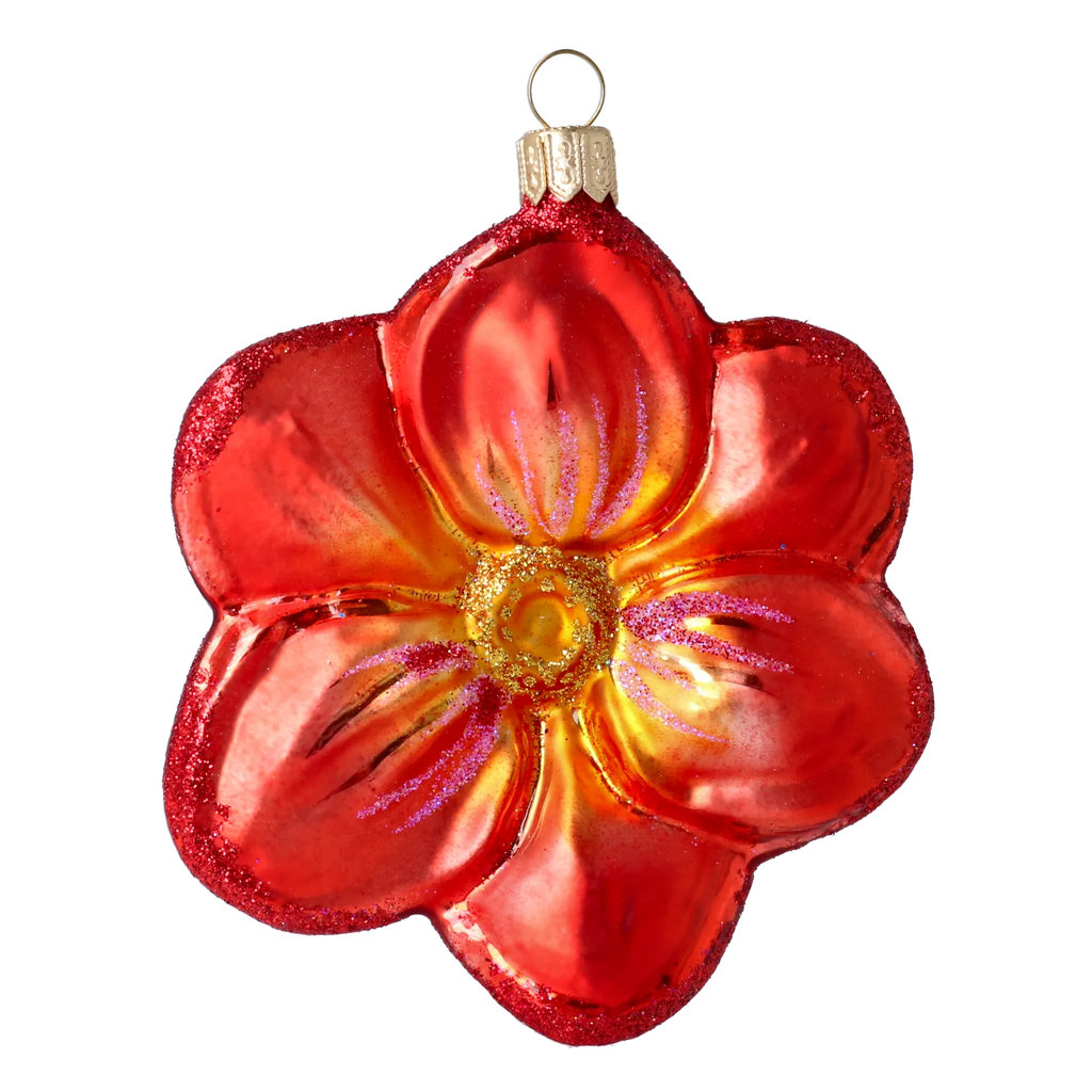 Scarlet Sovereign Bloom | Hand-Painted Glass Ornament | Blubom 2020-496